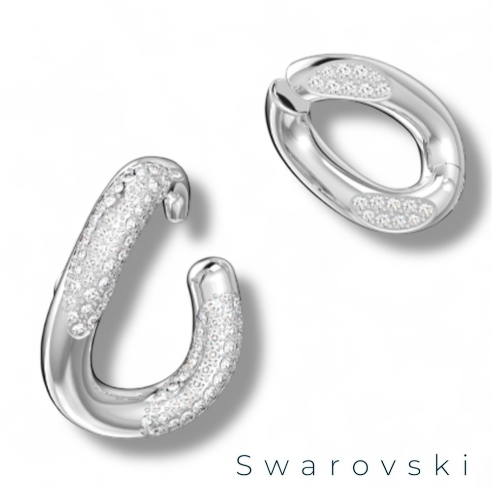 SWAROVSKI EAR CUFF & EARRING SET SILVER & SWAROVSKI CRYSTAL PAVE DIAMONDS NIB